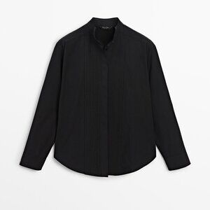 Zara Massimo Dutti Black Button Down Shirt NWT X-SMALL